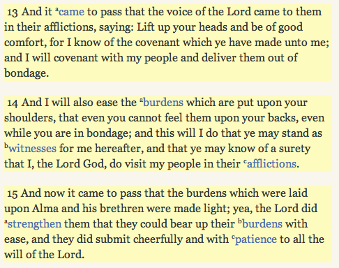 Book of Mormon Mosiah 24:13-15